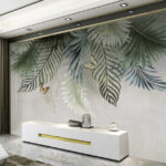 Fototapeten Gruppe von Schmetterlingen auf Blättern