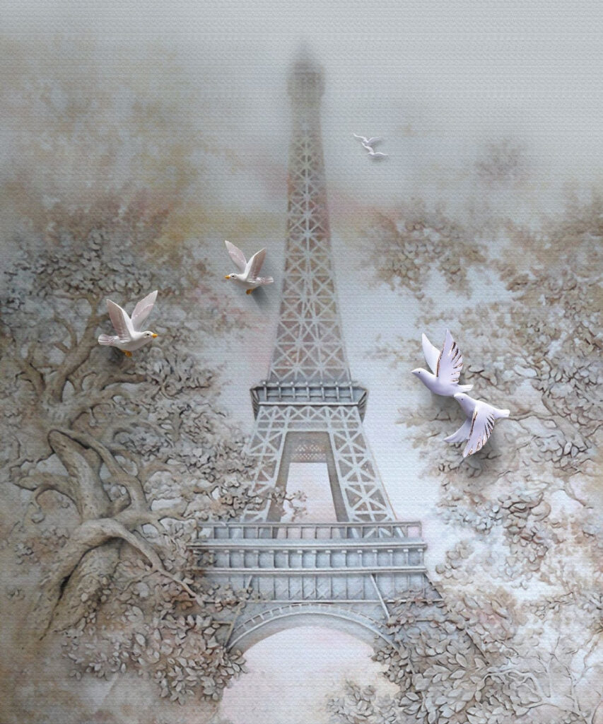 Vögel fliegen über einen Turm Vögel fliegen über einen Turm