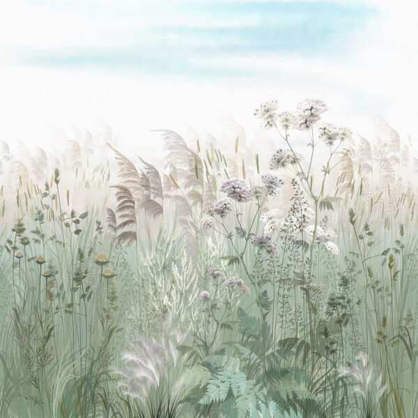Feld mit Gras und Blumen Feld mit Gras und Blumen