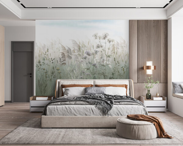 Feld mit Gras und Blumen Feld mit Gras und Blumen