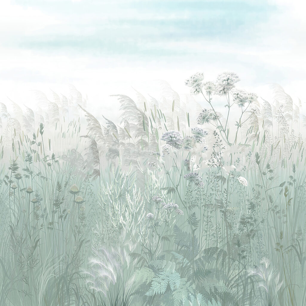Feld mit Gras und Blumen Feld mit Gras und Blumen