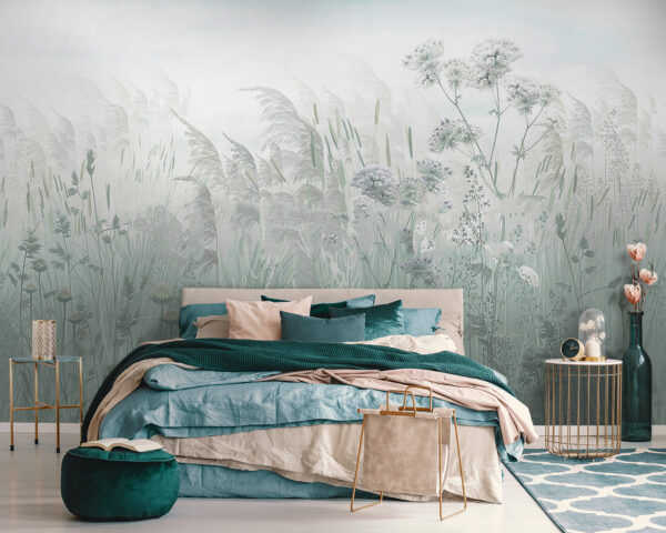 Feld mit Gras und Blumen Feld mit Gras und Blumen