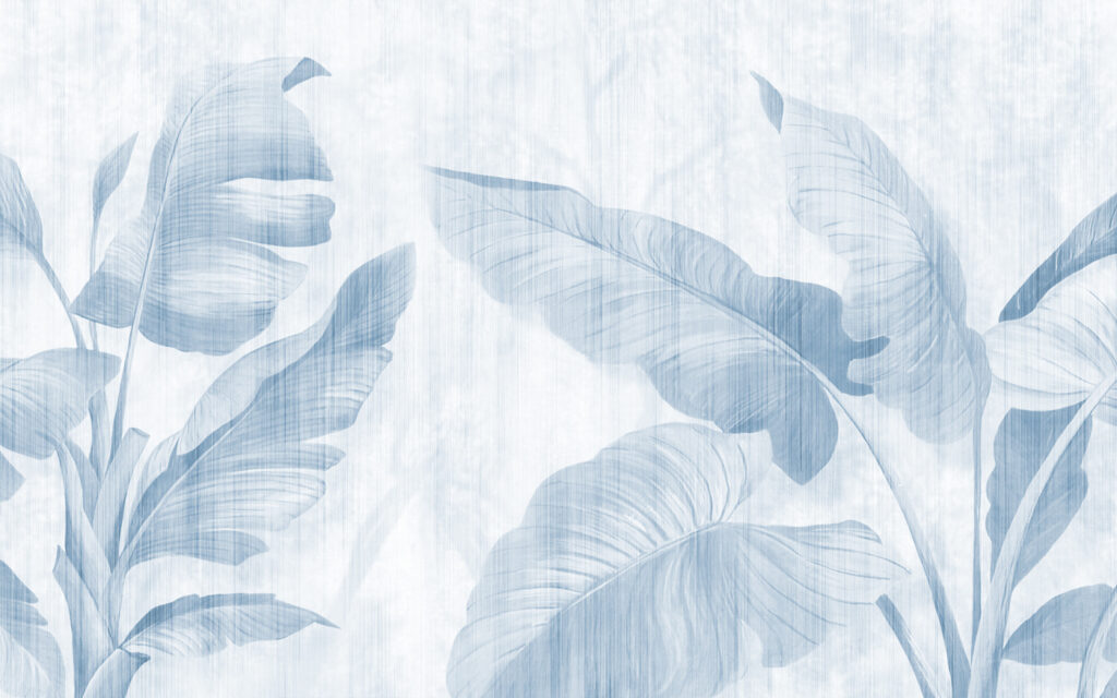 Soft blue leaves on serene background Soft blue leaves on serene background