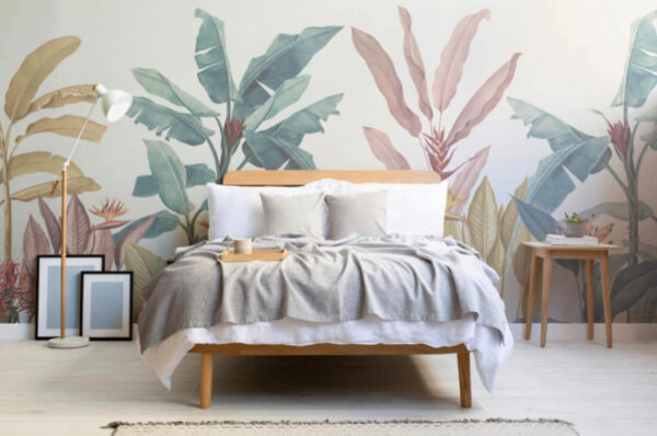 Wallpaper with plants and flowers