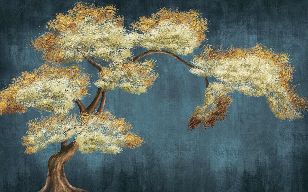 Baum mit gelben und weißen Blättern Baum mit gelben und weißen Blättern
