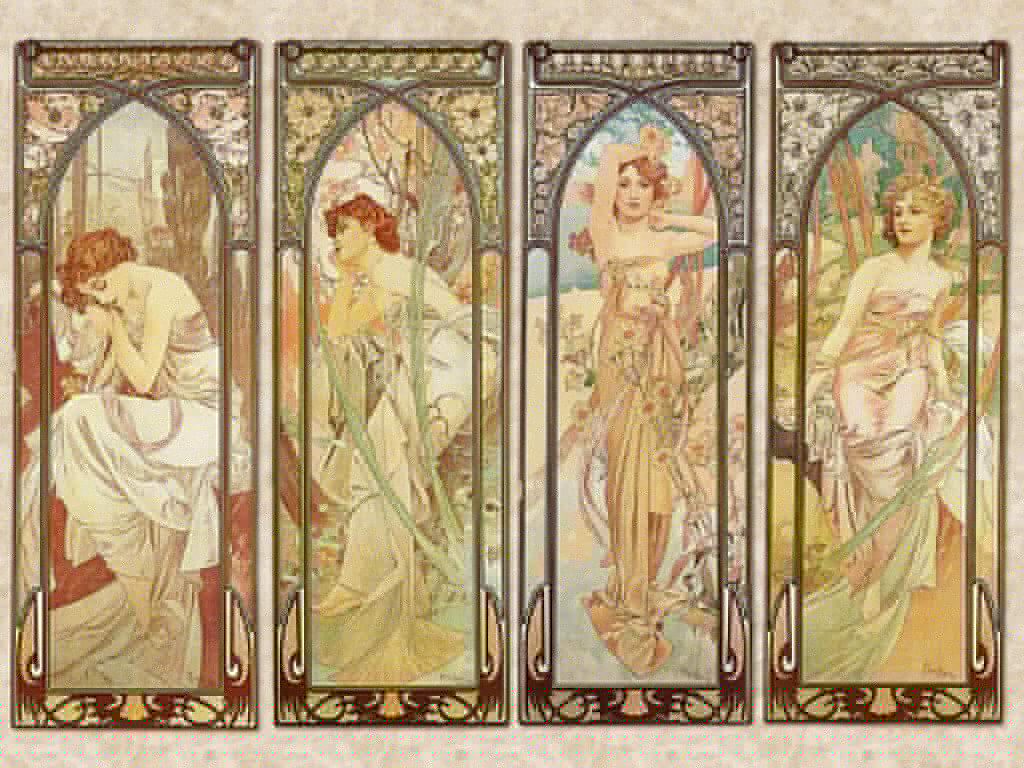 Gruppe von Frauen im Jugendstil Gruppe von Frauen im Jugendstil