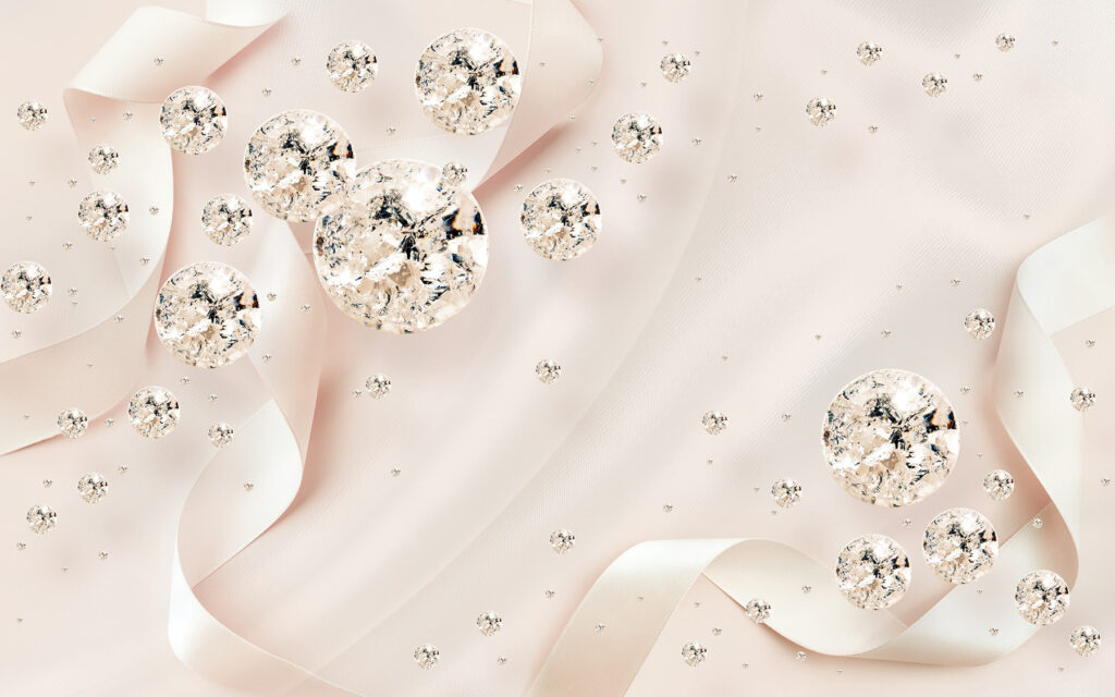 Weißes Satinband mit Diamanten und Perlen Weißes Satinband mit Diamanten und Perlen