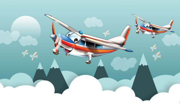 Cartoon-Flugzeuge fliegen in den Himmel Cartoon-Flugzeuge fliegen in den Himmel