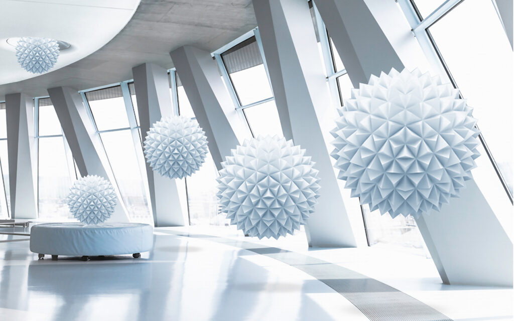 Weiße Kugeln von der Decke Weiße Kugeln von der Decke