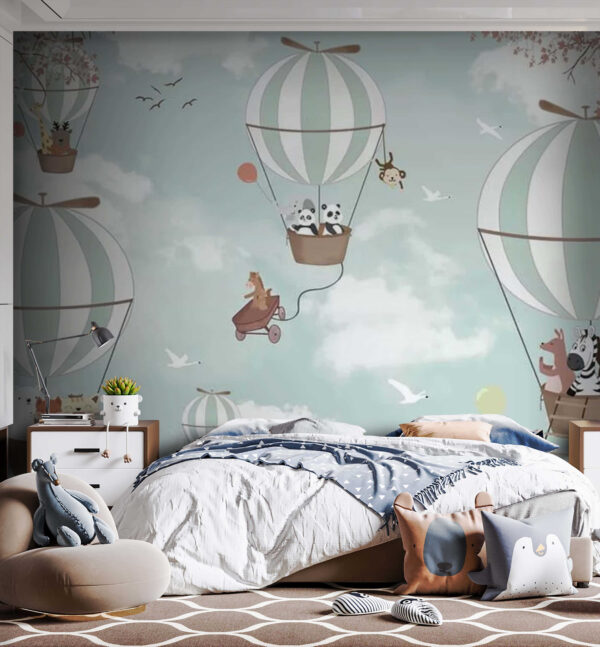 Pandas und Heißluftballons am Himmel Pandas und Heißluftballons am Himmel