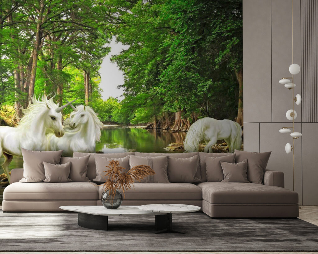 u05099pig58 1024x819 - Gruppe von weißen Einhörnern in einem Fluss - tegory