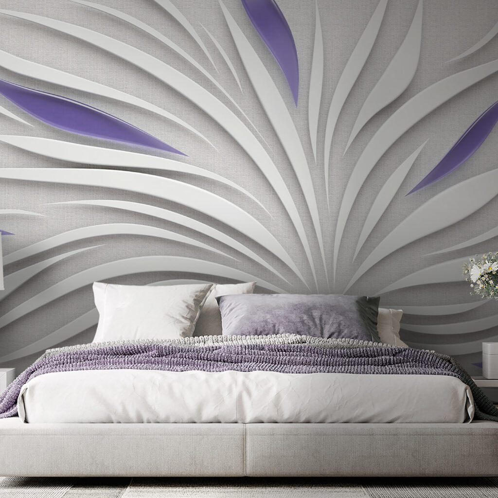 A white and purple swirls on a wall A white and purple swirls on a wall