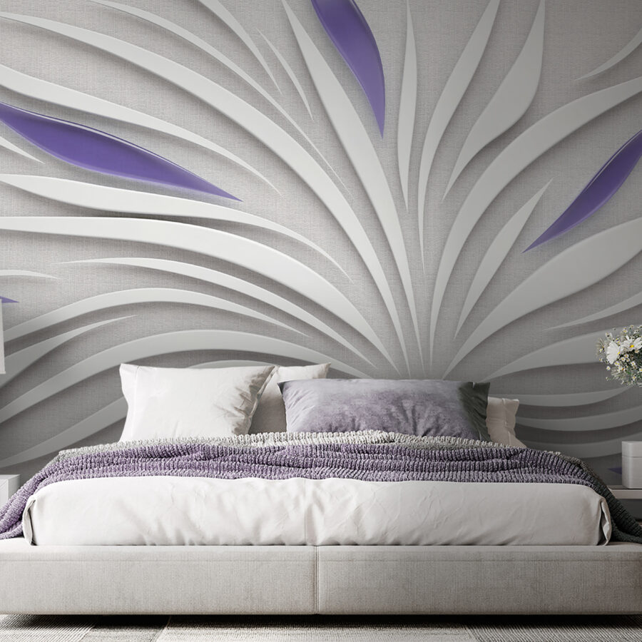 Ein weißer und violetter Wirbel an einer Wand Ein weißer und violetter Wirbel an einer Wand