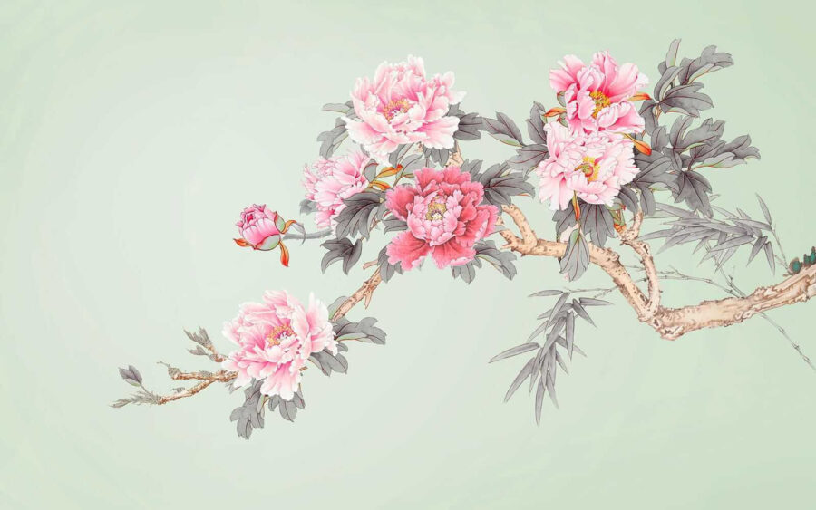 Zweig mit rosa Blüten