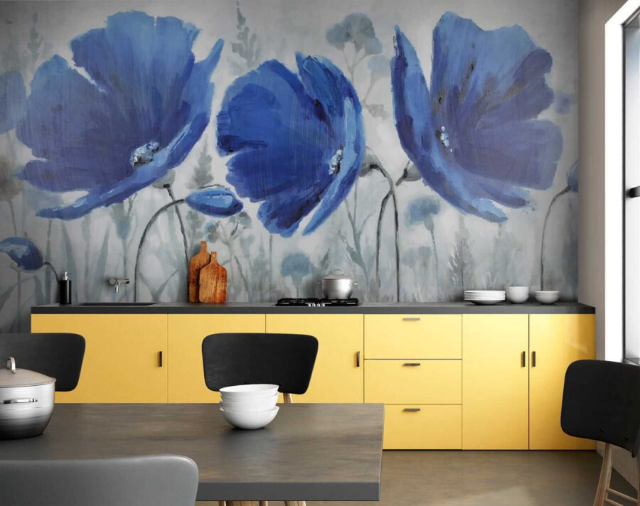 Malerei von blauen Blumen