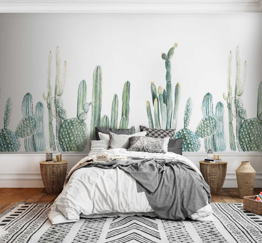 Group of cactuses on a white background