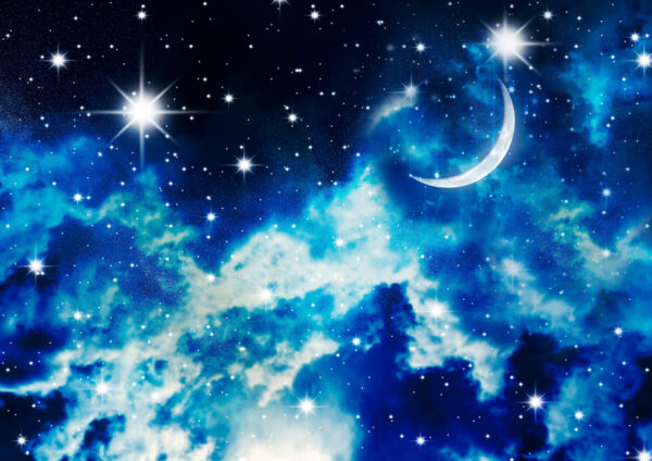 Mond und Sterne am Himmel Mond und Sterne am Himmel