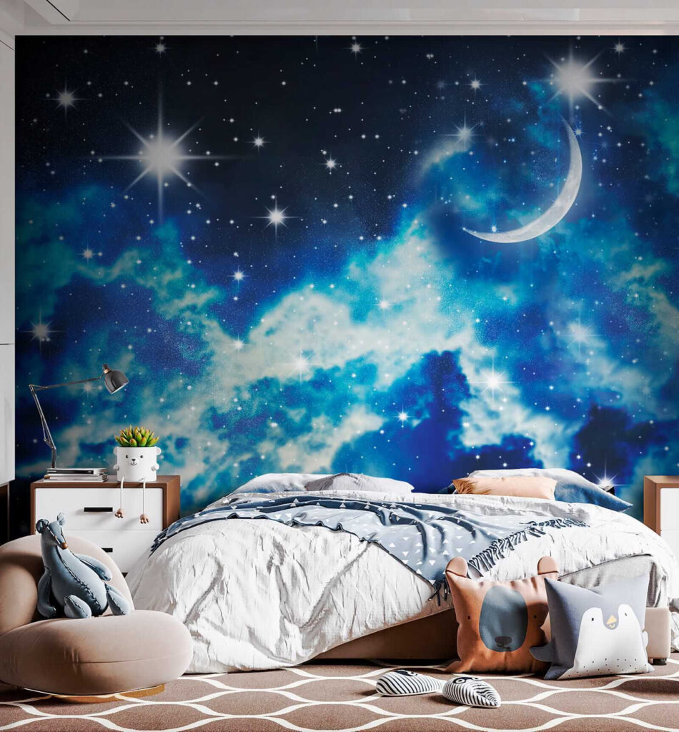 Moon and stars in the sky