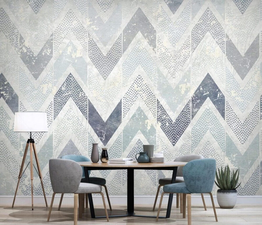 Muster aus blauen und weißen Chevrons