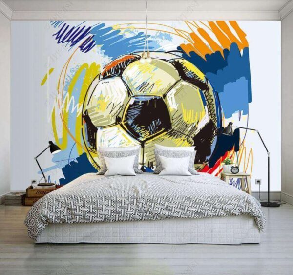 Fußball mit bunten Kritzeleien Fototapeten Fußball mit bunten Kritzeleien