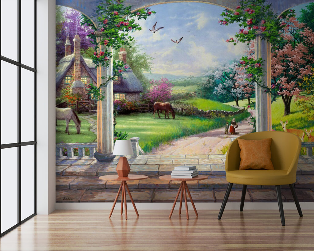 u09760pig3 1024x819 - Gemälde einer Landschaft mit einem Pferd und einem Haus - tegory