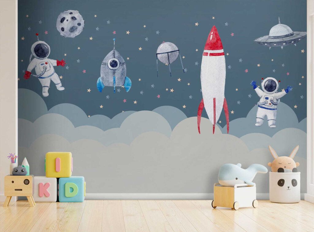 Space shuttles and rockets in the sky