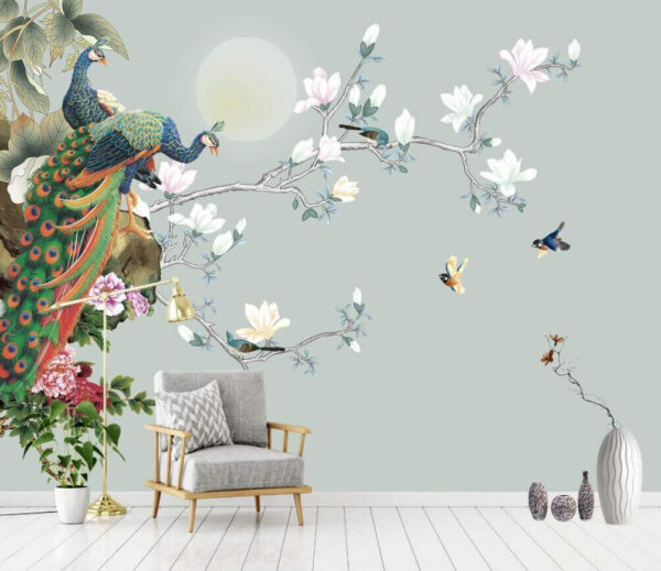 Vogel auf einem Zweig mit Blumen und Vögeln u09915pig1m 600x519 - Vogel auf einem Zweig mit Blumen und Vögeln - tegory