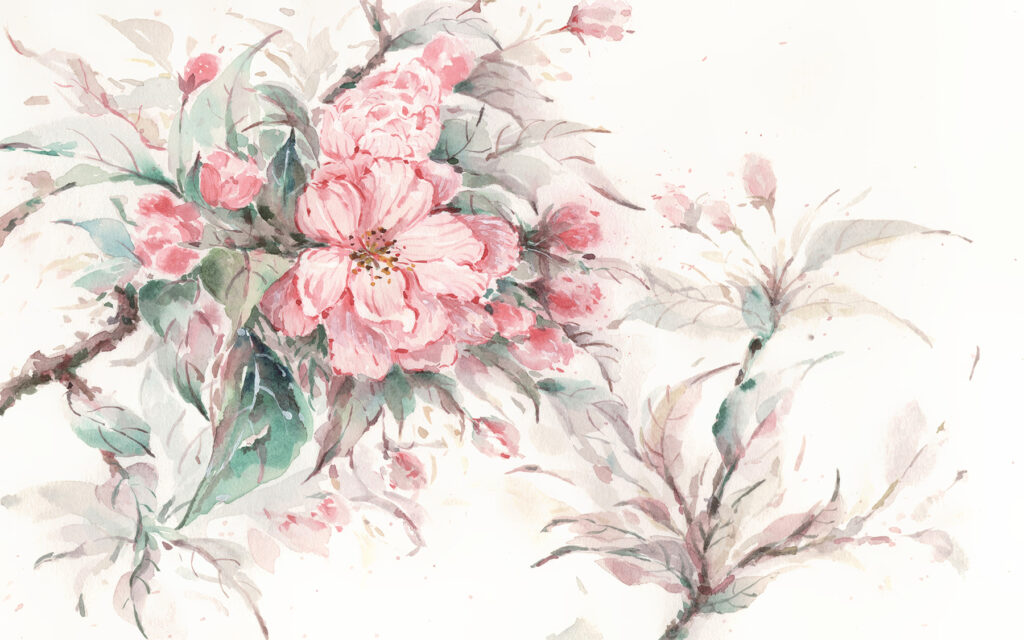 Gemälde mit rosa Blumen Gemälde mit rosa Blumen