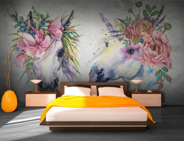 Pferdepaar mit Blumen auf dem Kopf u14264pib1 600x459 - Pferdepaar mit Blumen auf dem Kopf