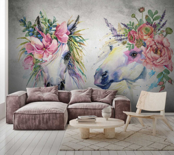 Pferdepaar mit Blumen auf dem Kopf u14264pig5 600x534 - Pferdepaar mit Blumen auf dem Kopf