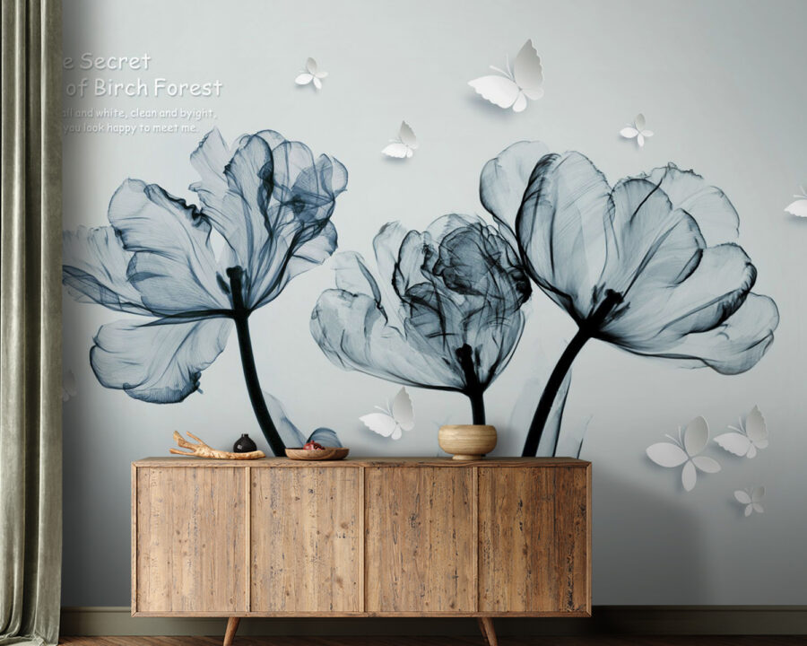 Schwarzes und weißes Bild von Blumen