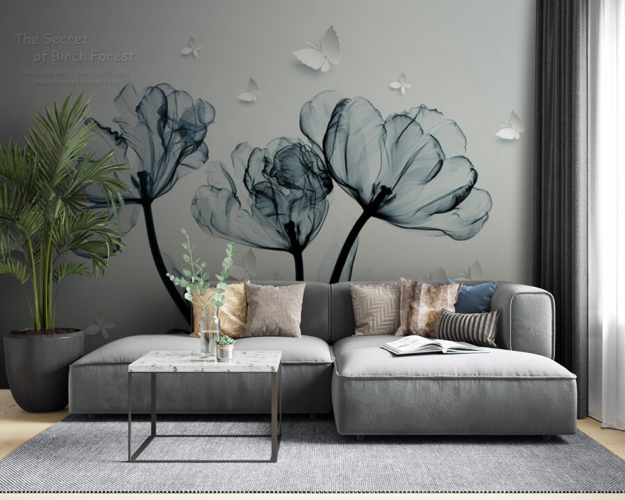 Schwarzes und weißes Bild von Blumen