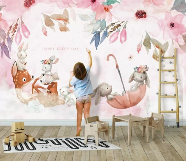 Group of bunnies in an umbrella Group of bunnies in an umbrella