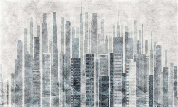 Skyline der Stadt mit vielen hohen Gebäuden Skyline der Stadt mit vielen hohen Gebäuden