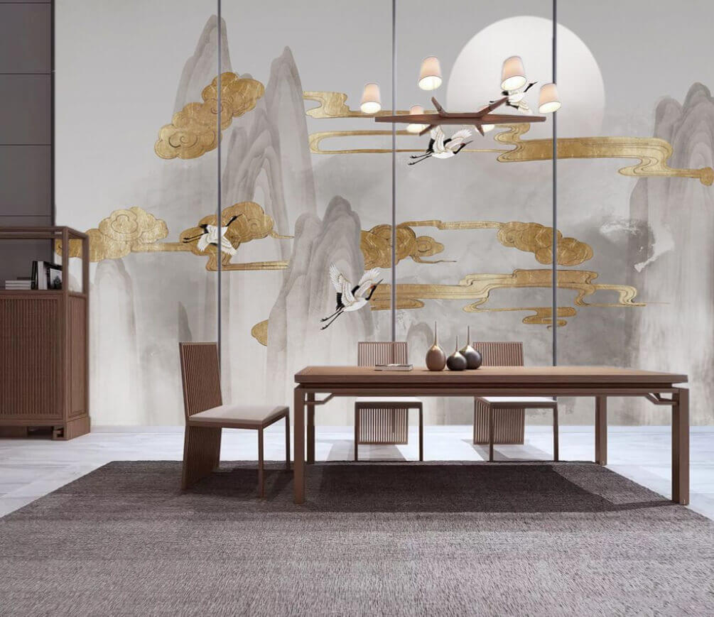 u16241piq1m - Gemälde von Vögeln, die in den Himmel fliegen - tegory