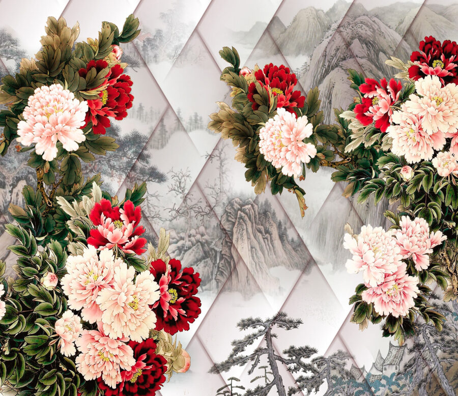 Gruppe von Blumen auf einem weißen Hintergrund