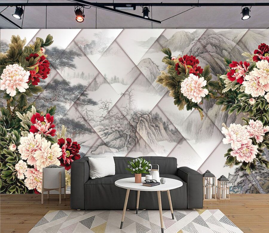 Gruppe von Blumen auf einem weißen Hintergrund