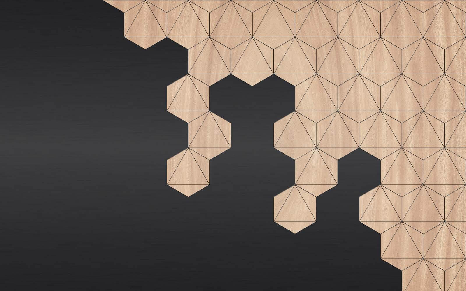u19630p - Holz und schwarzer Hintergrund mit Sechsecken - tegory