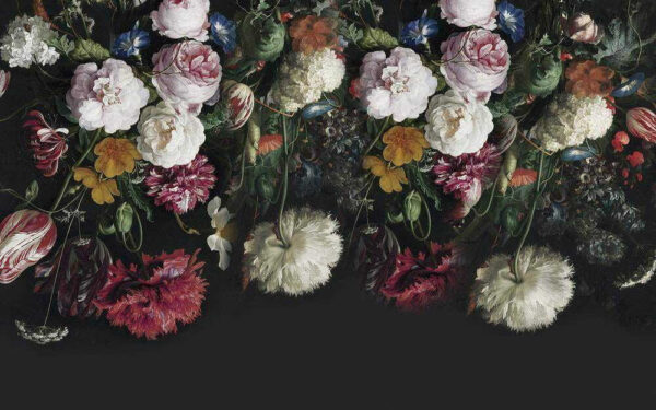 Gruppe von Blumen auf einem schwarzen Hintergrund Gruppe von Blumen auf einem schwarzen Hintergrund