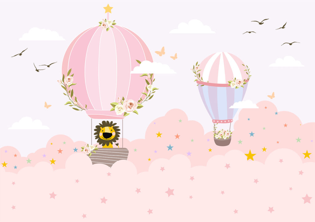 Cartoon von Heißluftballons am Himmel Cartoon von Heißluftballons am Himmel