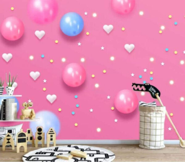 Rosa Hintergrund mit weißen und blauen Luftballons und Sternen Rosa Hintergrund mit weißen und blauen Luftballons und Sternen