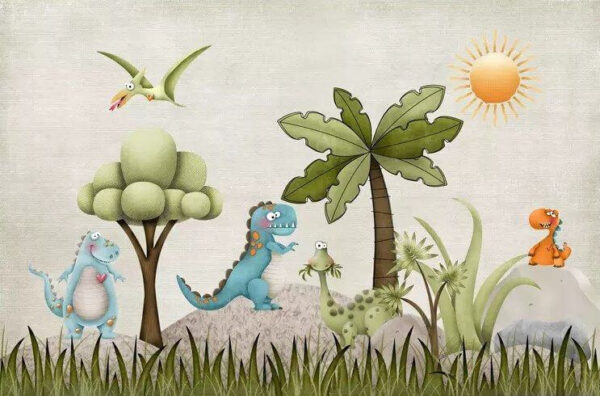 Cartoon Dinosaurier in einem Feld Cartoon Dinosaurier in einem Feld
