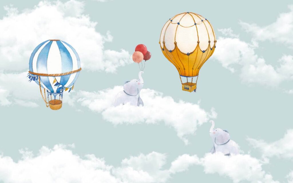 Elefantengruppe fliegt in den Wolken Elefantengruppe fliegt in den Wolken