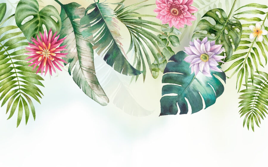 Frische Blüten und leuchtendes Grün umarmen sich.