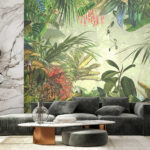 Fototapeten Gemälde eines tropischen Waldes