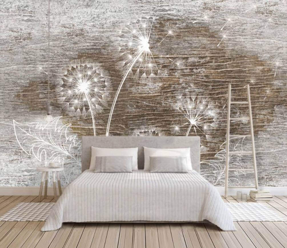 u31086pib1m - Weißer Löwenzahn auf einer Holzoberfläche - tegory