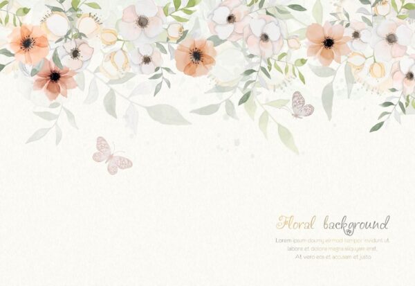 Weißer Hintergrund mit Blumen und Schmetterlingen Weißer Hintergrund mit Blumen und Schmetterlingen