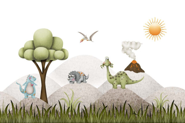 Cartoon-Dinosaurier in einer Landschaft Cartoon-Dinosaurier in einer Landschaft