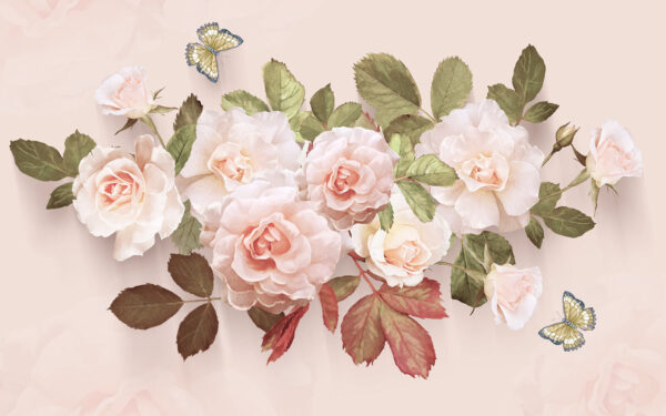 Zarte Rosen mit sanften Schmetterlingen Zarte Rosen mit sanften Schmetterlingen