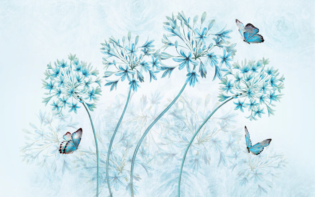 Malerei von Blumen und Schmetterlingen Malerei von Blumen und Schmetterlingen